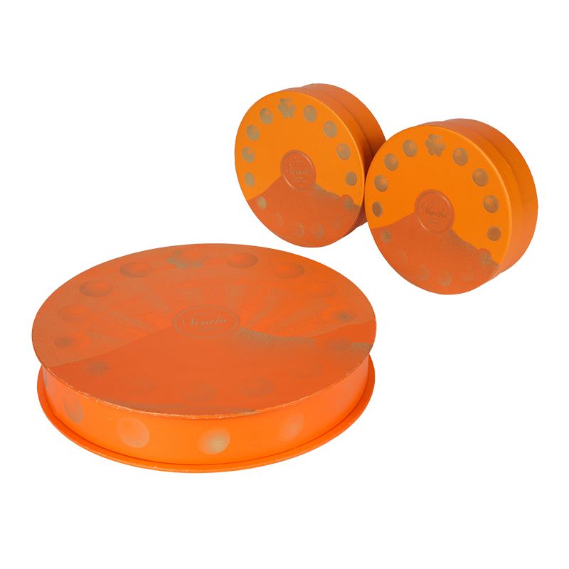 Boîte à chocolat ronde à couvercle amovible rigide (ciel et terre)