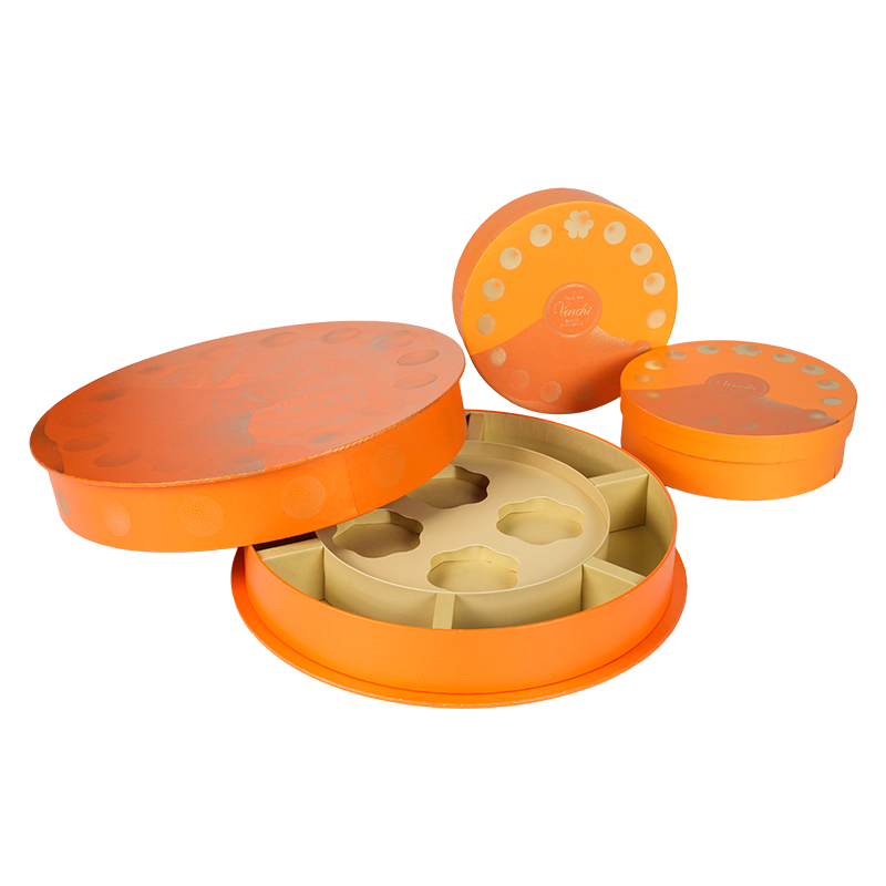 Boîte à chocolat ronde à couvercle amovible rigide (ciel et terre)