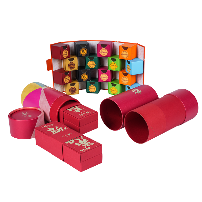 Boîte à chocolat ronde à couvercle amovible rigide (ciel et terre)