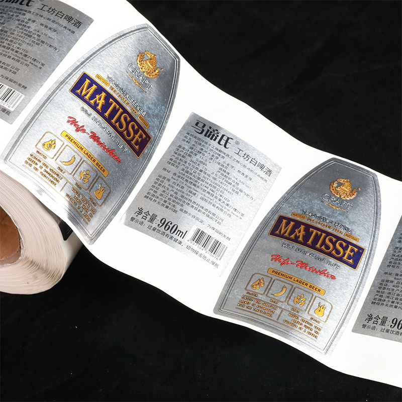 Étiquette de bouteille de vin gaufrée en feuille mate