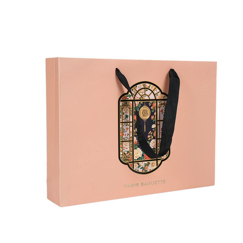 Sac en papier en carton blanc à poignée horizontale épaissie pour l'emballage des soins de la peau