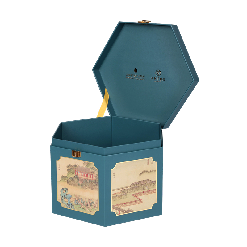 Coffret cadeau hexagonal de qualité supérieure (coffret cadeau Zongzi du Festival des bateaux-dragons)