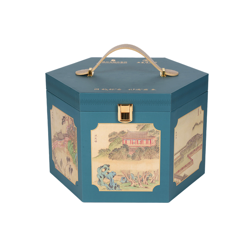 Coffret cadeau hexagonal de qualité supérieure (coffret cadeau Zongzi du Festival des bateaux-dragons)