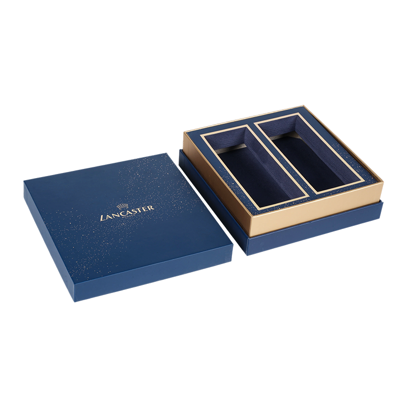 LANCASTER MONACO Luxueux coffret cadeau deux pièces bleu profond mat et estampillé or