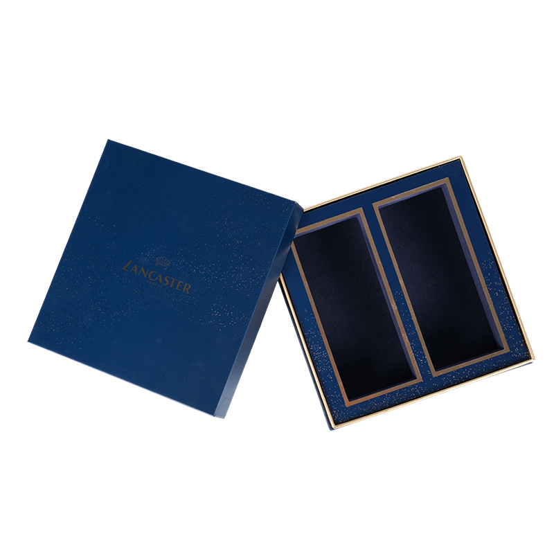 LANCASTER MONACO Luxueux coffret cadeau deux pièces bleu profond mat et estampillé or