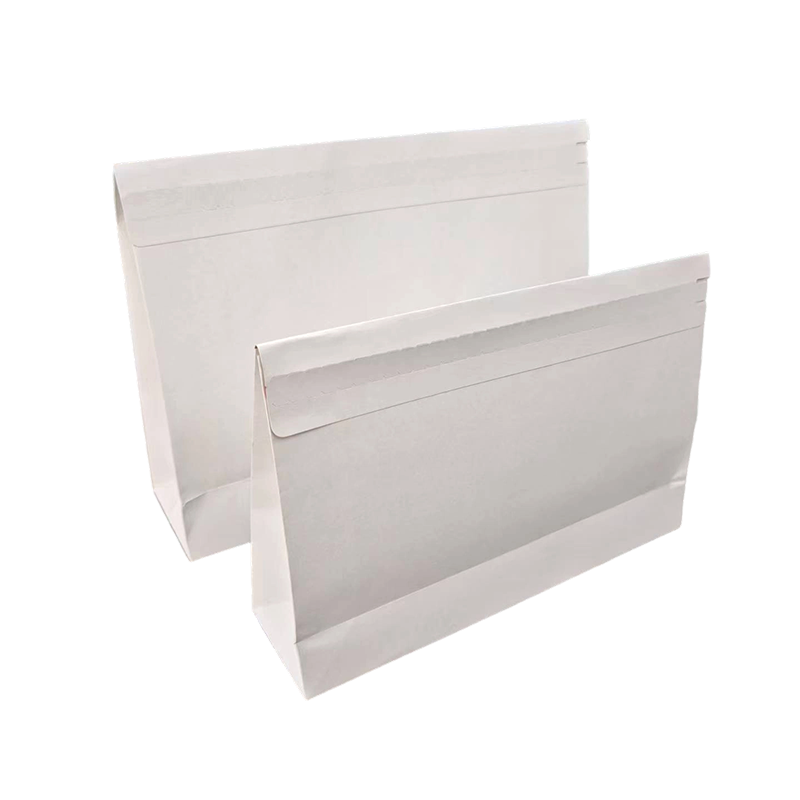 Sac en papier SOS à fond plat kraft blanc autocollant