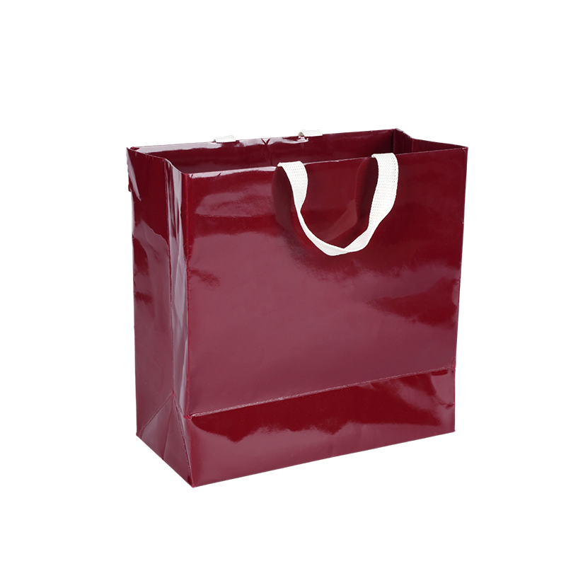 Sac cadeau laminé brillant bordeaux
