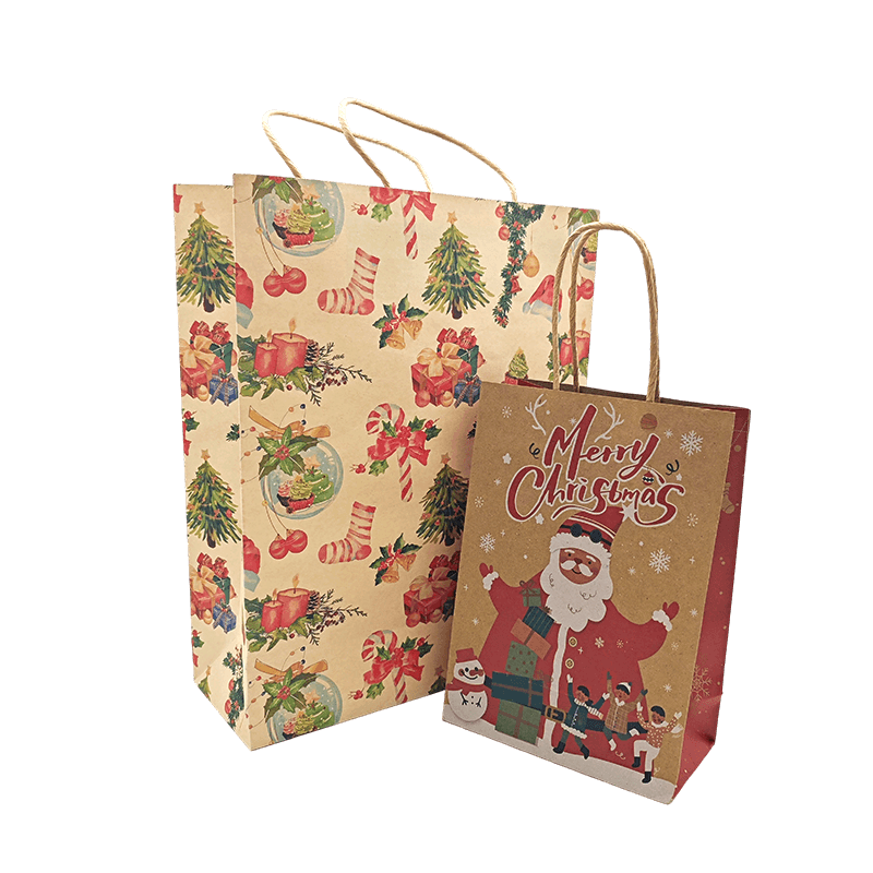 Ensemble de sacs cadeaux de Noël en papier kraft