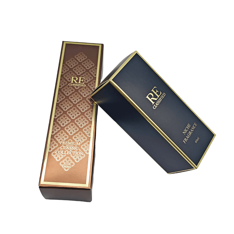 Boîte d'emballage de parfum de luxe rigide estampillée par feuille