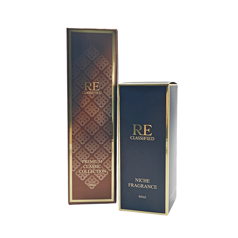 Boîte d'emballage de parfum de luxe rigide estampillée par feuille